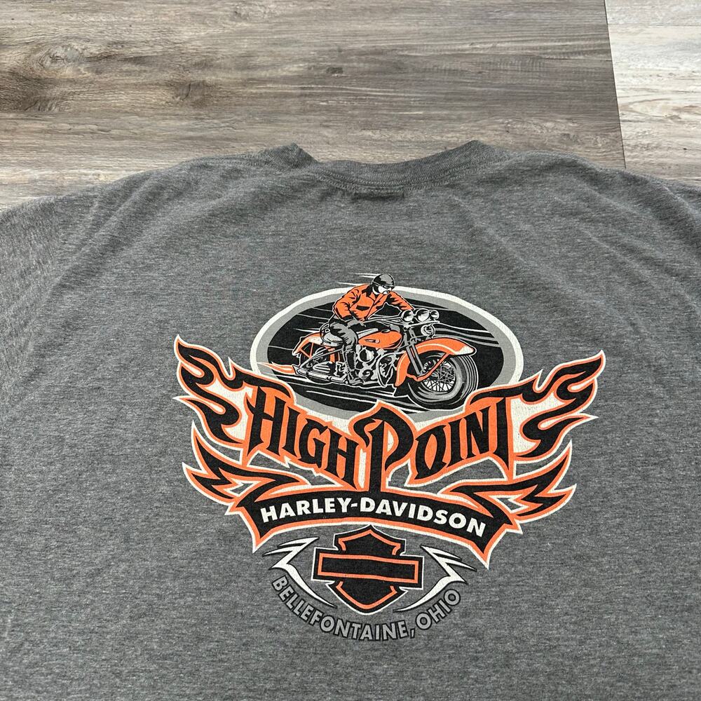 Harley Davidson Motorcycles High‎ Point Cyber Flames Gray Mens XL Biker T-Shirt